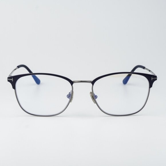 NEW Tom Ford FT5750-B 091 Blue Silver Blue Block Unisex Square Eyeglasses 54mm - Picture 3 of 9